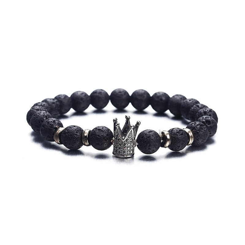 Pulsera de aleación de piedra de lava de ágata natural al por mayor